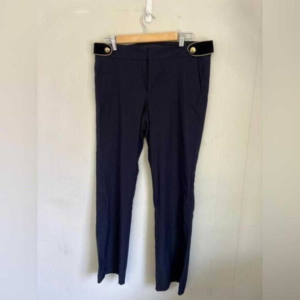 Pink Tartan Women's Tailored Pants - Size 10 with Decorative Gold Buttons